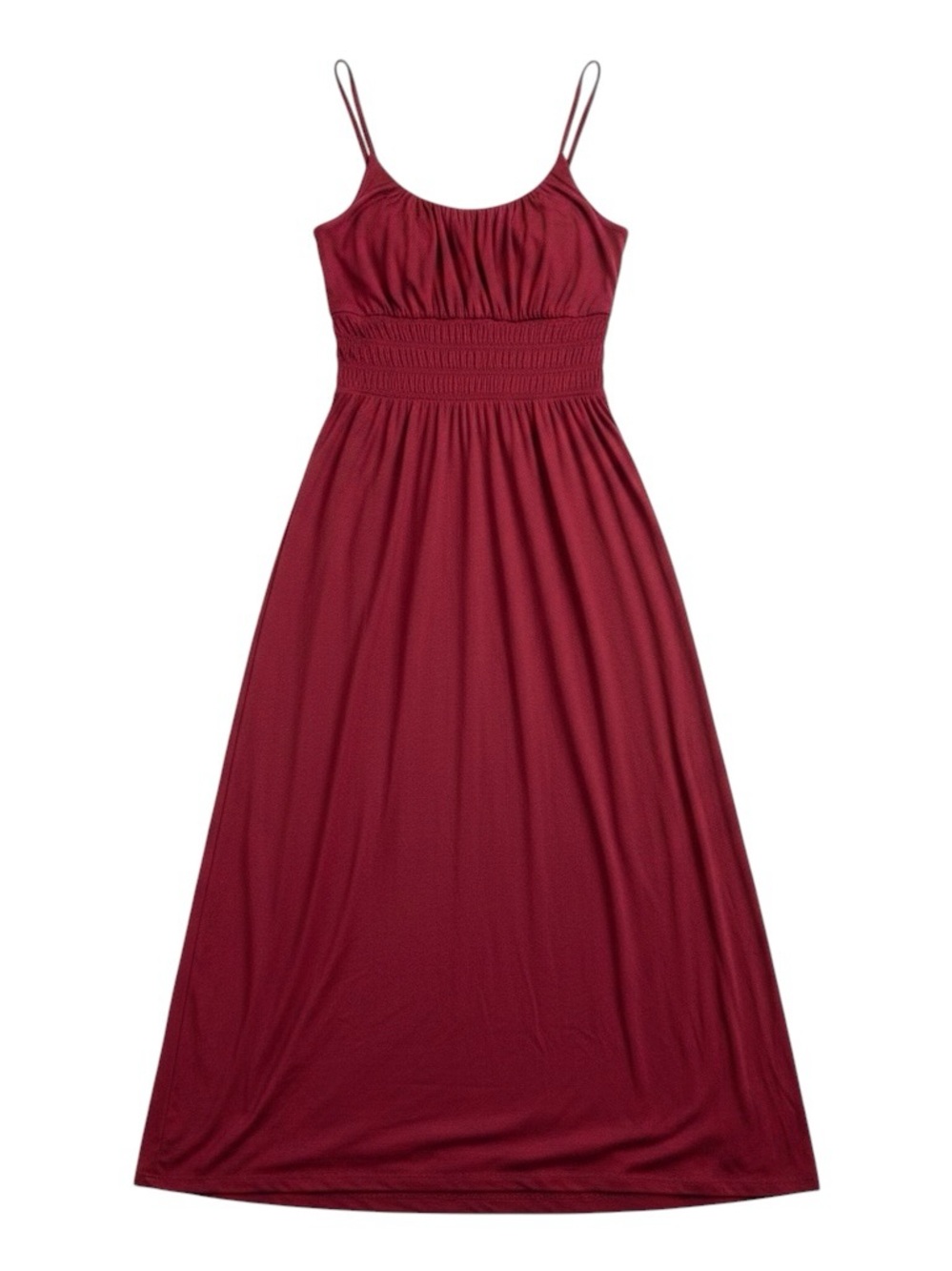 Old Navy Fit & Flare Jersey Smocked Waist Midi Dress Loganberry Red Medium Tall